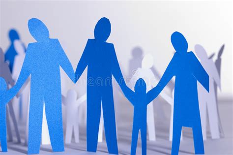 Paper chain people stock image. Image of mother, blue, gray - 665703