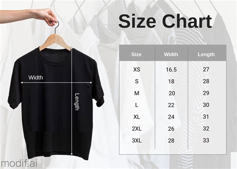 T-Shirt Size Chart Template With Instructions - Mediamodifier