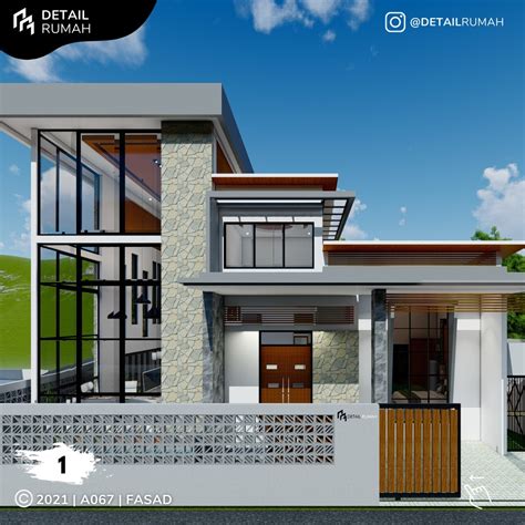 Jual DESAIN RUMAH MODERN MINIMALIS 2 LANTAI 3 KAMAR DAN MEZANINE ...