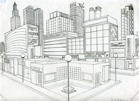 Perspective Drawing of a City | City drawing, Architecture drawing art ...