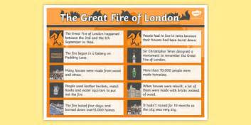 The Great Fire of London Facts Display Poster - KS1 Resource