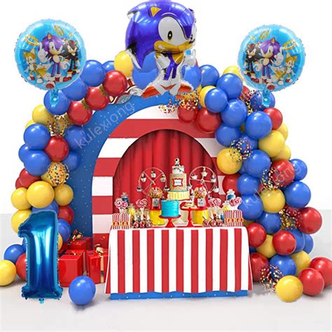 1 Set Sonic the Hedgehog Balloons Garland Arch Kit Red Yellow Blue ...