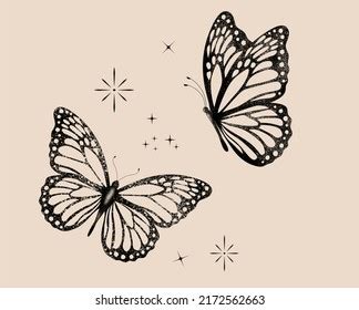 Vector Butterfly Outline Silhouette Black Tattoo Stock Vector (Royalty ...