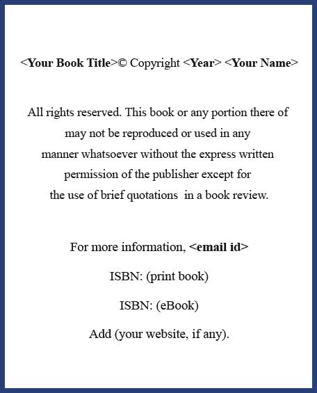 How to Create a Copyright Page for your Book.