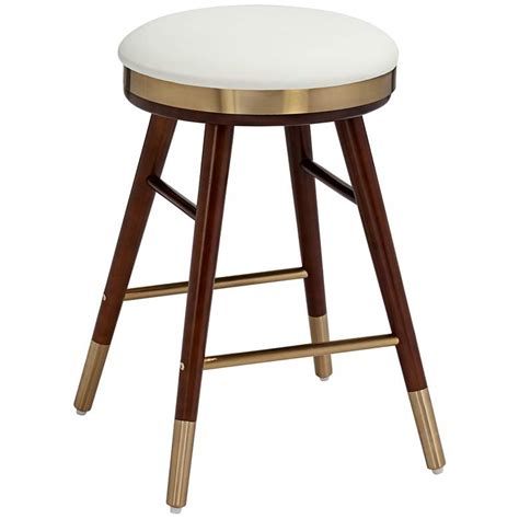 Parker White Leather Backless Counter Stool - #64G37 | Lamps Plus