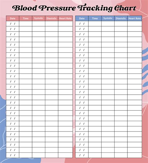 Blood Pressure Recording Chart Printable Free