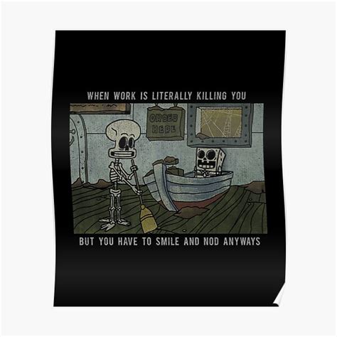 "Spongebob Squarepants Skeleton Meme Poster Premium " Poster for Sale ...