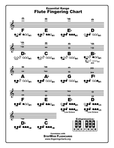 Flute Fingering Chart and Flashcards - StepWise Publications: Materials ...