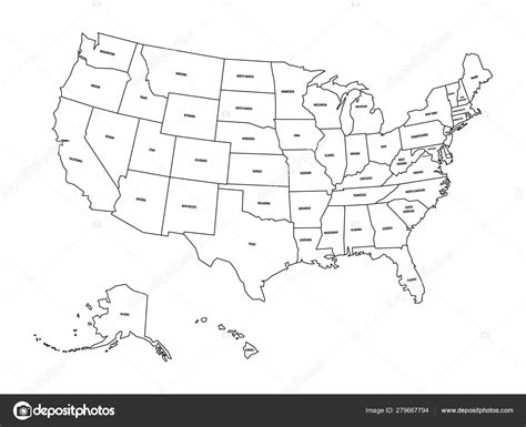 Outline Map Of States In Usa