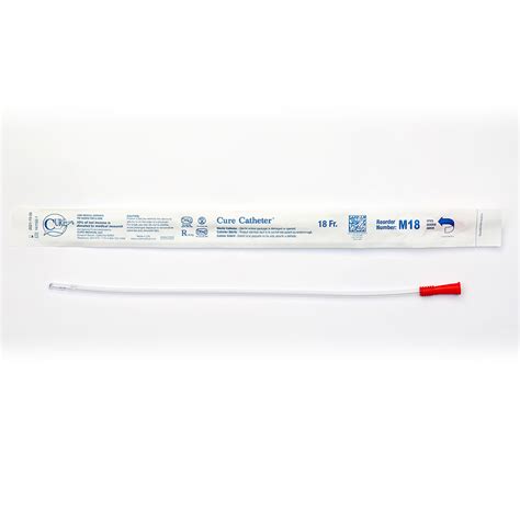 Cure Male Straight Tip Intermittent Catheter - 16 Inch, 18 Fr