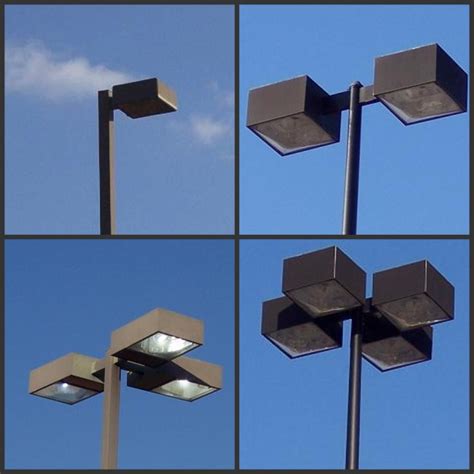 Round 6m Three Lamp Parking Light Poles / Commercial Outdoor Light Poles