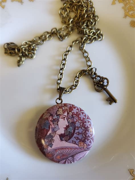 Alphonse Mucha Necklace. Alphonse Mucha Locket Gift. Art - Etsy