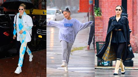 10 Practical Rainy-Day Outfits to Steal From Celebrities in 2021 | Glamour