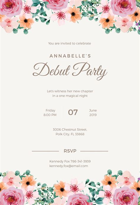 Formal Debut Invitation Template in Publisher, PSD, Word, Pages ...