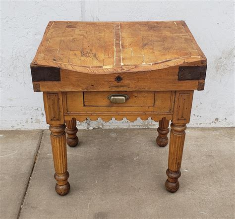 1 Drawer Butcher Block Table – Antiquities Warehouse