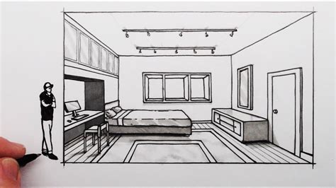 How To Draw One Point Perspective Interior Design | Psoriasisguru.com