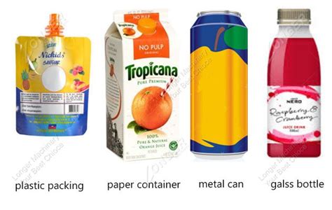 Types of Packaging for Fruit Juices