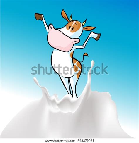 Funny Cow Milk Splash Vector Illustration Stock Vector (Royalty Free ...