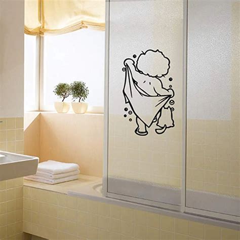 DIY Funny Bathroom Glass Sticker Shower Removable PVC Waterproof Home ...