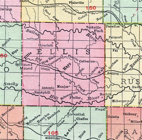 Ellis County, Kansas, 1911 Map, Hays, City of Ellis, Victoria