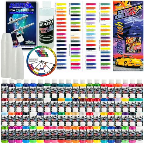 Createx DELUXE ALL 80 COLORS SET 2oz Airbrush Hobby OPAQUE TRANSPARENT ...