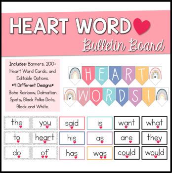 Heart Word Word Wall Bulletin Board - Science of Reading - Banner and ...