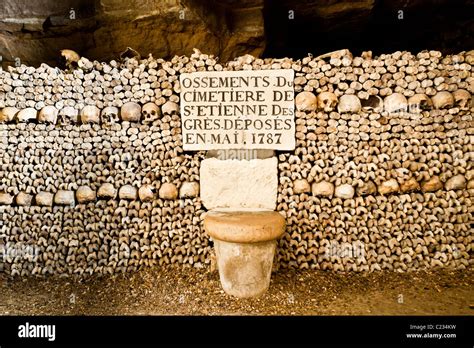 Stack of bones and skulls in the Paris catacombs Paris France. Studio ...