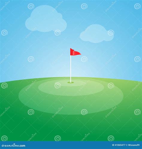 Flag on the golf course. stock vector. Illustration of recreation ...