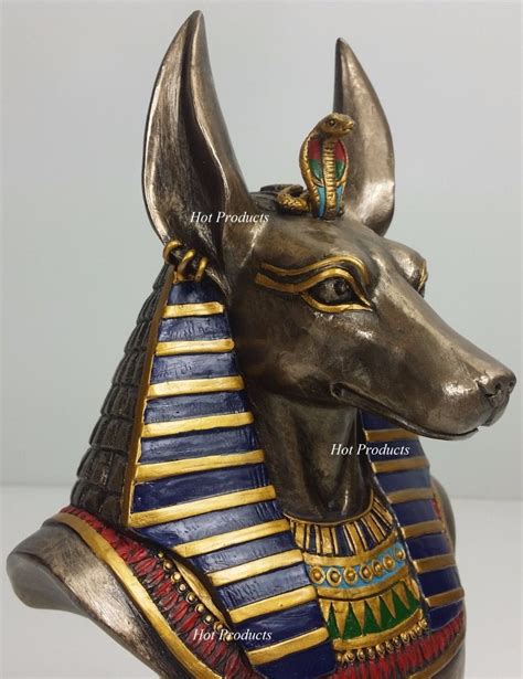 Egyptian Anubis Jackal Bust on Plinth Statue Sculpture Antique Bronze ...