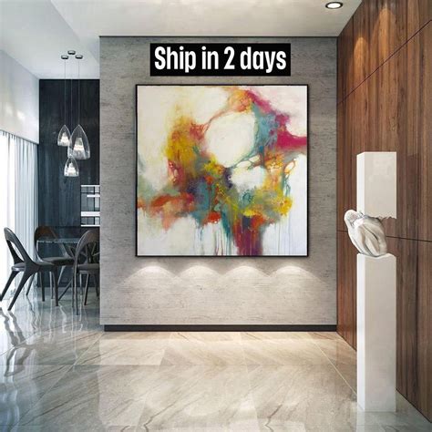 50x50" Oversized Canvas Art Colorful Painting Acrylic Paintings On ...