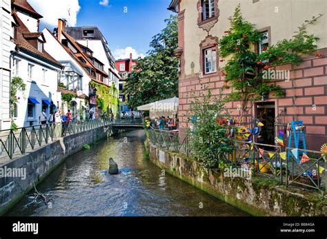 Old Town with Freiburg Baechle canal, Freiburg im Breisgau, Baden ...