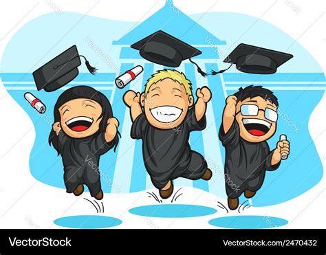 School college graduation cartoon Royalty Free Vector Image