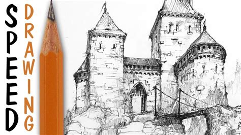 How to draw a castle - architecture speed drawing - YouTube