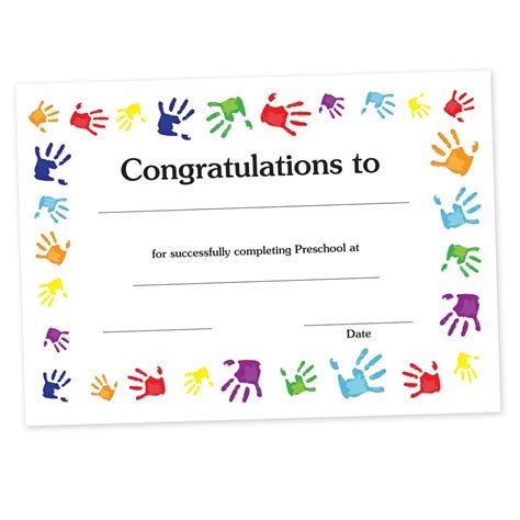 Certificate-Handprints | Preschool certificates, School certificates ...