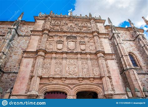 Facade of the Historic Building of the University of Salamanca Stock ...