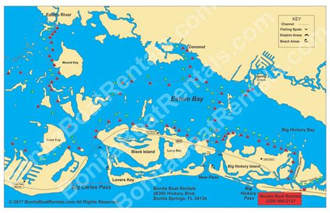 Map Of Estero Bay | Fishing Spots | Beaches | Bonita Boat Rentals ...