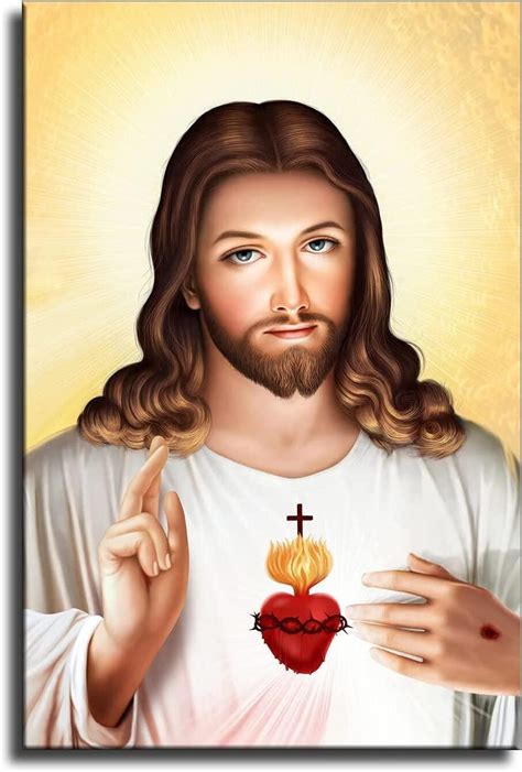 Sacred Heart of Jesus Picture Jesus Christ Poster God Painting Divine ...