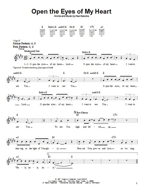 Open The Eyes Of My Heart | Sheet Music Direct