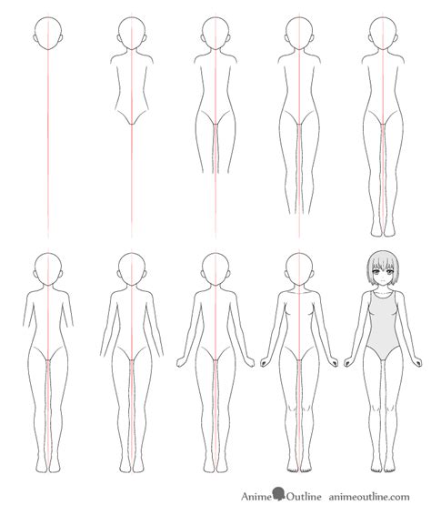 How to Draw Anime Girl Body Step by Step Tutorial - AnimeOutline