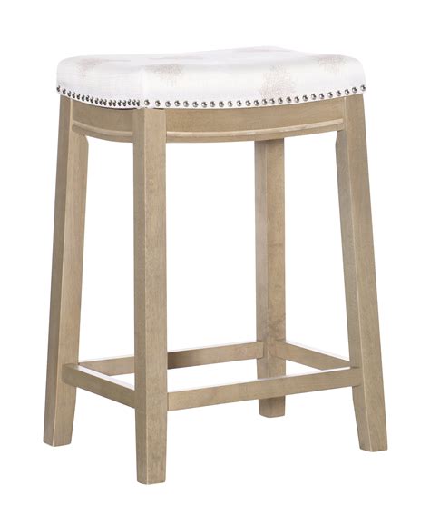 Linon Claridge Backless Wood Counter Stool, 26" Seat Height, Rustic ...