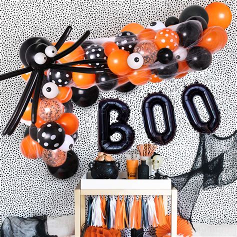 58 pcs Spooktacular, Burnt Orange, Black, and Tan Balloon Garland Arch ...