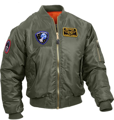 Mens Military Air Force Style MA-1 Flight Jacket with 5 Removable ...