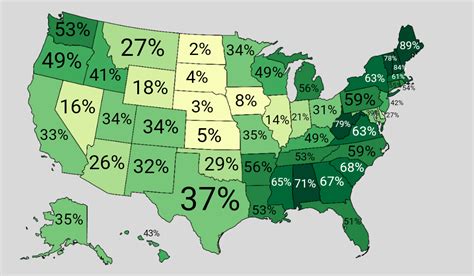 Percentage forest cover in each US state | Map, U.s. states, Usa map