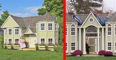 This Mini Mansion Outdoor Playhouse For Kids Measures a Massive 16 Feet ...