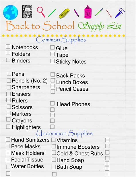 School Supply List - Back to School Supply List - 2020 - Common and ...