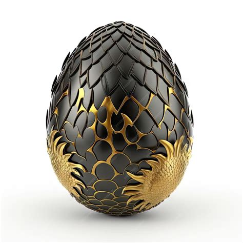 Premium Photo | Dragon Egg Isolated Black and Gold Scaled Fantasy Eggs ...