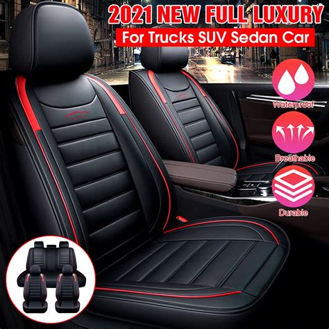 Eluto 5 Seats Car Seat Cover Full Set, Waterproof Leather Car Seat ...