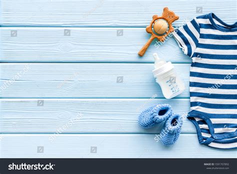 Baby Background Blue Color Clothes Accessories Stock Photo 1591707892 ...