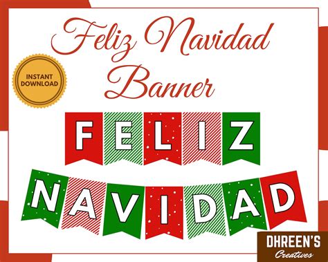 Feliz Navidad Banner Printable Instant Download Xmas Banner Flags ...