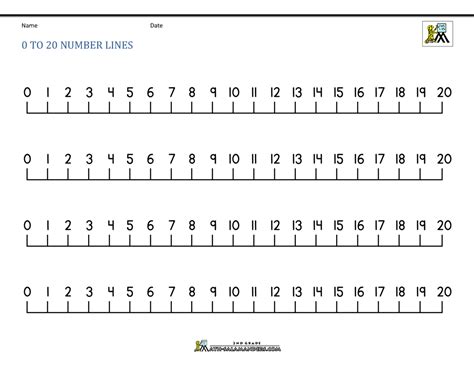 Number Line 1-20 Printable